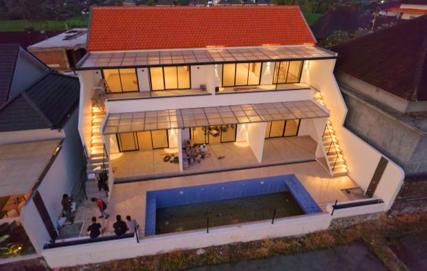 Kedungu Villa at dusk